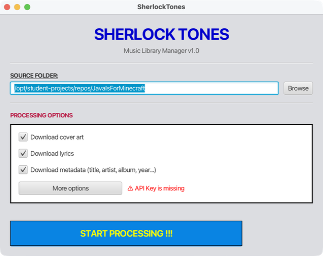 Sherlock Tones main window