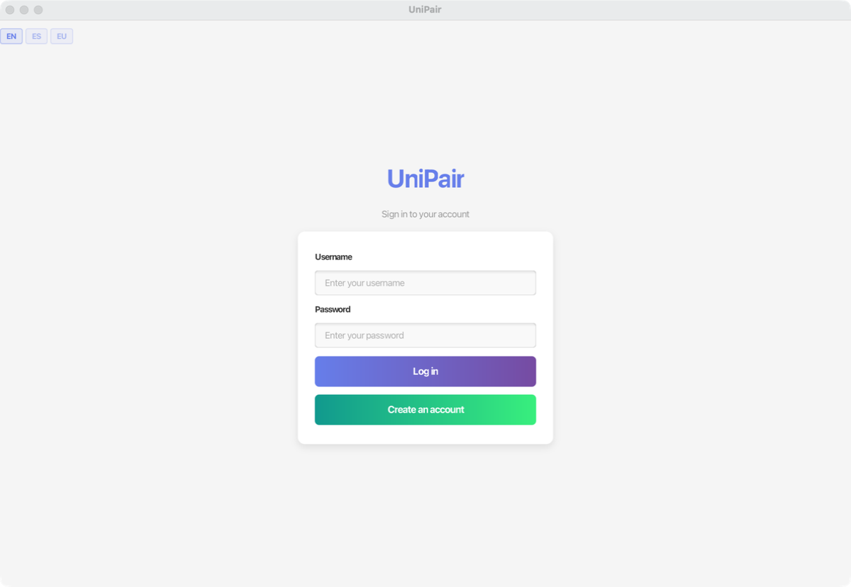 UniPair main window